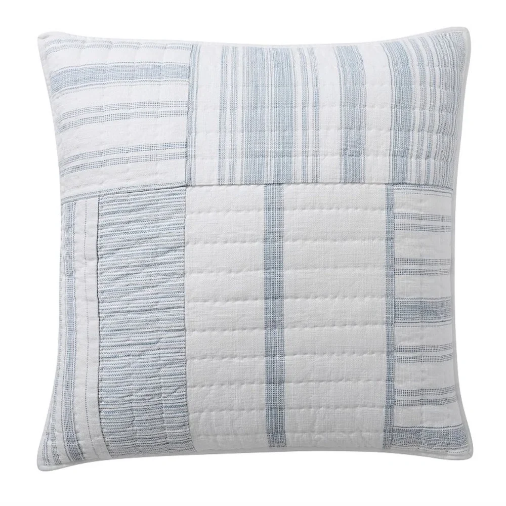 NWT Pottery Barn Hawthorn Handcrafted Patchwork Cotton Quilted Shams - (2) Euro